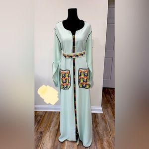 Blue/green/mint Kaftan Dress, Size L, NEW